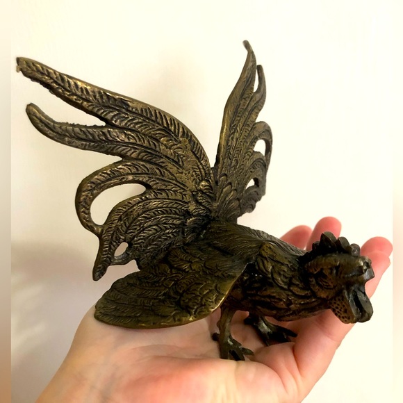 Vintage Bronze Metal Rooster - Picture 1 of 8